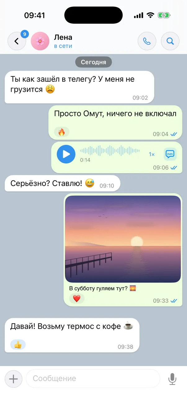 Омут: переписка — реакции, фото, голосовые с расшифровкой